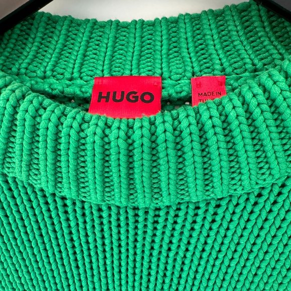 HUGO Relaxed Fit crew neck sweater with cashmere touch, fresh green - Picture 1 of 7